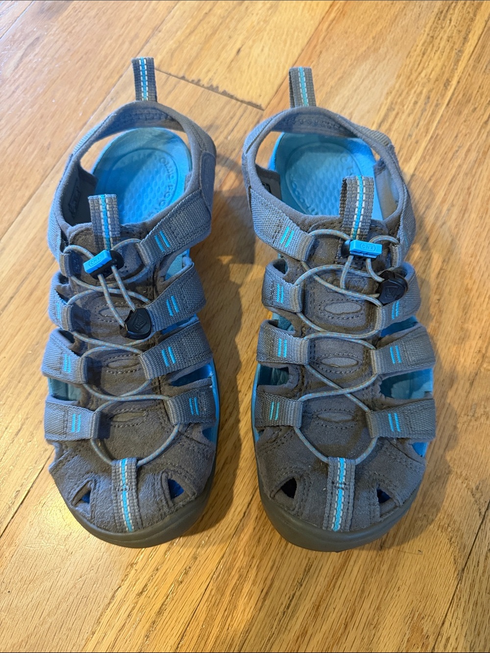 Keen Gray and Teal Women's Closed-Toe Sport Sandals